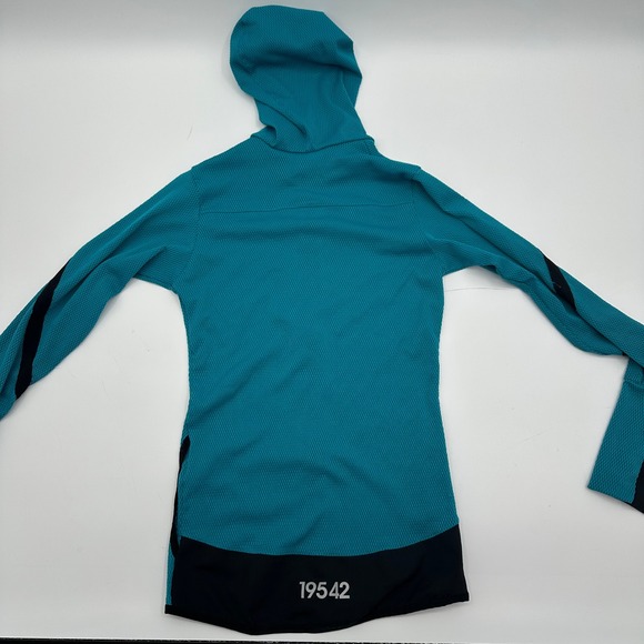 Nike Dry Fit Womens Teal Waffle Knit Full Zip Hoodie Mesh Jacket Small 19542 - Picture 9 of 11